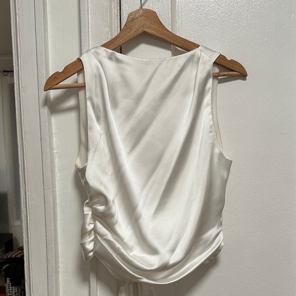 Zara Ivory Satin Sleeveless Blouse